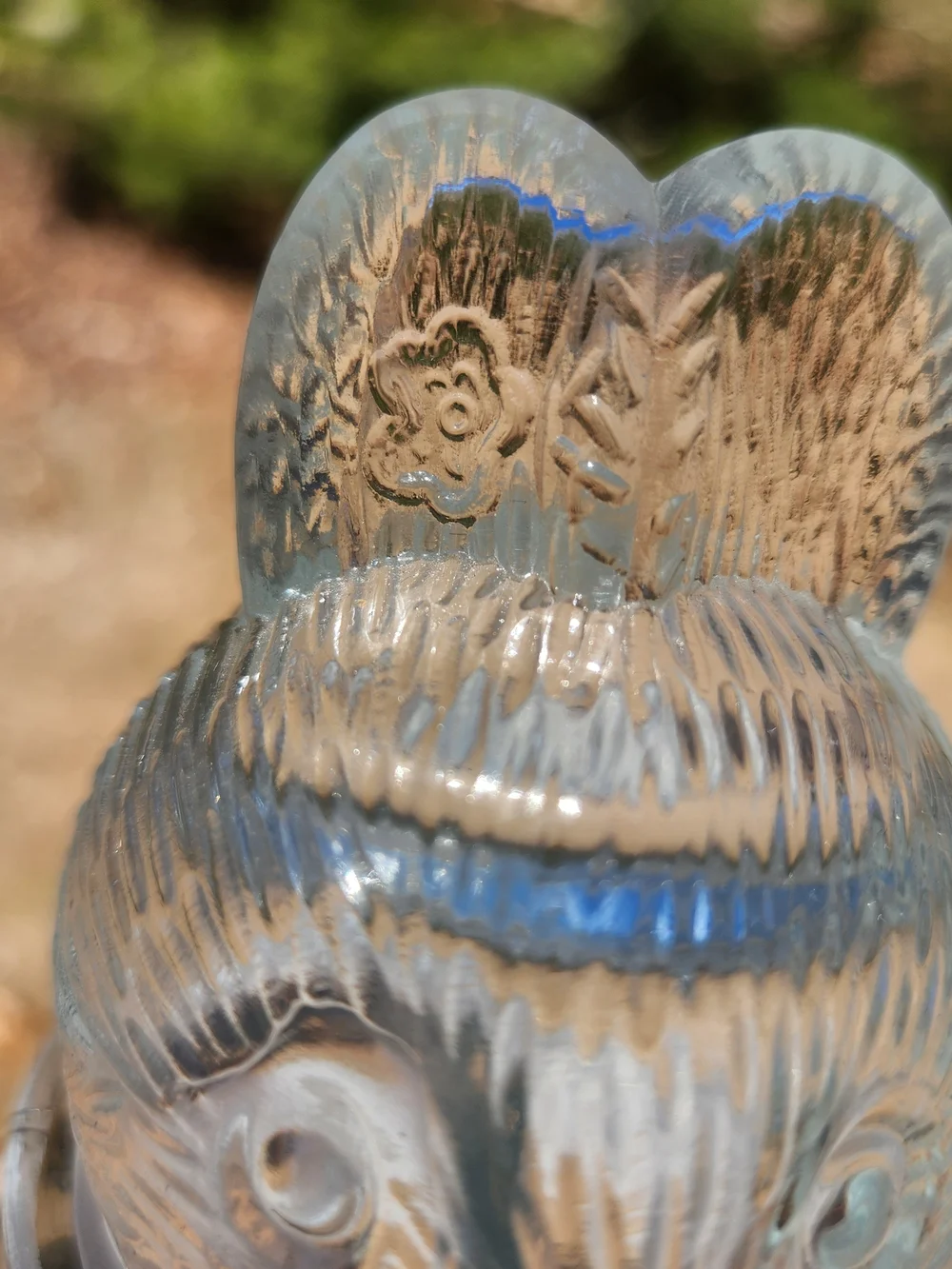 Vintage Clear Pressed Glass Chubby Bunny Rabbit Two Piece Candy Jar